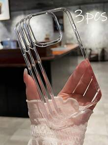 3 piezas de fundas de teléfono ultra claras y cristalinas, fundas de teléfono transparentes minimalistas compatibles con iPhone11/12/14/13/12/14/15/16 Pro Max/iPhone16E/17/17 Pro/17 Pro Max/Air