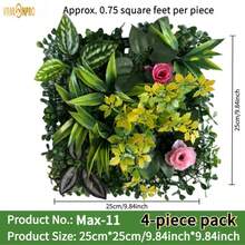 4pcs (3 Sq Ft Total) Premium Artificial Plant Art Decorative Wall Panels, With Realistic Agave, Fern, Palm Leaves And Flowers, Lifelike Leaf And Floral Textures - Indoor/Outdoor Grass, Home Wall Decor, UV-Resistant Durable Plastic, Maintenance-Free Fake Plants, Suitable For Home, Office, Commercial Year-Round Decoration, Outdoor Artificial Greenery And Flowers
