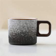 Taza de té de cerámica degradada de 60ml con asa, taza de café resistente al calor, mini taza minimalista dibujada a mano para el hogar - El horno se vuelve blanco - Ver 3