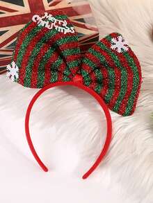1pc Christmas Decoration Bow Headband Party Party Party Christmas Day Snowflake Bow Headband Headwear, Suitable For Christmas And Party Activities