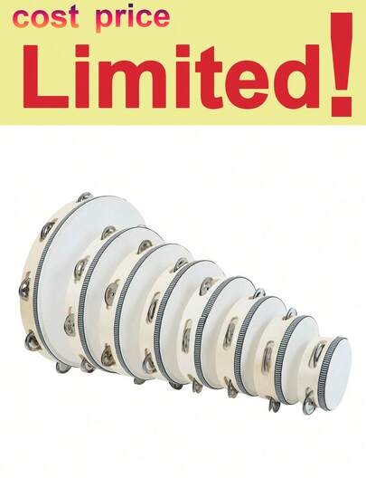 2 Stücke Tamburin für Erwachsene, handgehalten aus Holz mit einer Reihe Metallschellen, Musikinstrument für Rhythmus und Percussion für Party, KTV (Drumsticks nicht enthalten), Tamburin für Erwachsene, Musikinstrumente