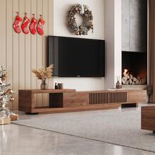 LumivoxNest Walnut Effect Extendable TV Unit (200-262cm) | Large Storage, 2 Drawers & Cable Management - Walnut - View 6