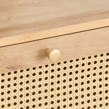 Manila Oak & PVC Rattan Compact 1 Door 3 Drawer Sideboard - Brown - View 3