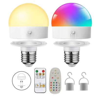 1개 USB 충전식 LED 전구, Type-C 충전 포트, 야외 휴대용 LED 전구, 야시장, 캠핑, 낚시용 이동식 LED 전구, 다기능, 걸이형 디자인, 비상 정전, 디밍 가능, 대용량 배터리, 3가지 색상 모드 2200mAh/RGB 2000mAh, 100시간 지속, 밝은 LED 비드, 충전 보호, 균일한 조명, 넓은 조명 영역