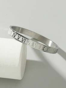 1 pièce Bracelet en acier inoxydable à chiffres romains mode pour hommes (ouvrable)