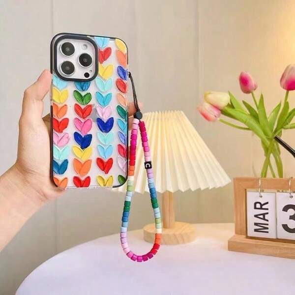 Colorful Candy Phone Lanyard, Boho Beaded Wrist Strap, Hand Fan, Water Bottle, Camera Charm, Phone Lanyard Anti-Lost & Anti-Drop, Halloween Party Decor