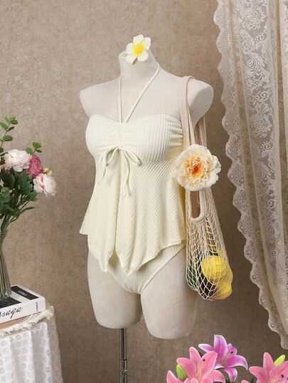 Bellisia 夏季海滩女士纯色露背和细肩带比基尼上衣，2 种穿着风格，适合婚礼