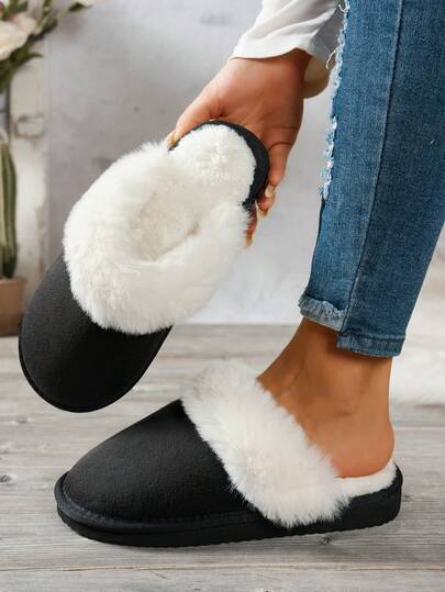 Pantofole da donna per autunno/inverno, nuove, calde, antiscivolo, silenziose, con tacco medio in pelliccia, semplici, casual, confortevoli, da indossare in casa