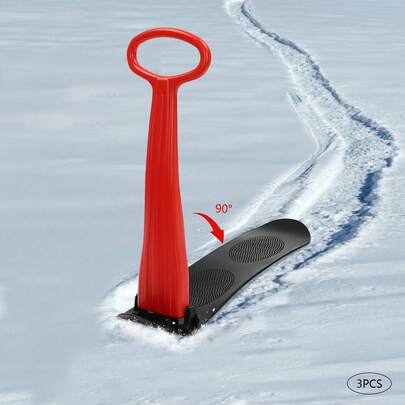 Rainaut Bunde Of 3 Pack High Handle Ski Scooter HDPE Lightweight Compact Foldable Cold Resistant Downhill Outdoor Winter Ski Scooter Snow Sled