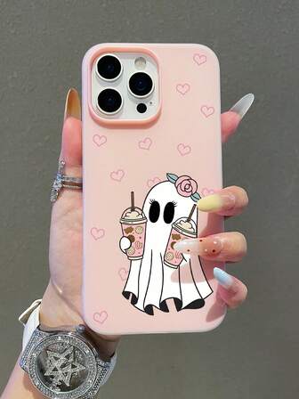 1pc Cute Ghost Pattern Colorful Jelly Pudding Waterproof Shockproof Anti-Slip TPU 2-In-1 Soft Phone Case, Compatible With Apple Phones, Halloween