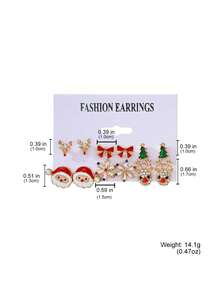 12-36pcs Metal Rhinestone Christmas Santa Claus, Bow, Snowflake, Reindeer Pendant Earrings Set, Unique Jewelry Accessories For Women, Suitable For Christmas, Party, Events