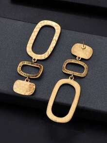 1 Paar goldene quadratische geometrische Anhänger Ohrringe, Essentials für Büro und Geschäft, Schmuckzubehör