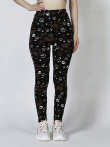 Spring Summer Casual Women Elastic Black Tight Pant With Polka Dot Print Home Lifting Buttocks Leggings Outdoor Vacation Walking Fitness Cropped Pants - Multicolor - View 32