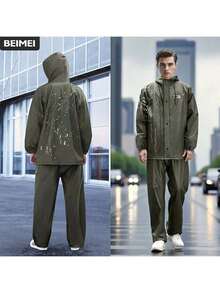 بدلة مطر للرجال BM، طقم معطف مطر وبنطال للدراجات النارية للبالغين عالي الجودة قابل للفصل، باللون الأسود، مناسب للدراجة والعمل في الهواء الطلق والتنزه