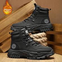 Boots Men's Shoes Autumn And Winter 2025 New High Help Work Shoes Anti-Slip Wear Thick Soled Casual Shoes Fashion Men With All Fashion Snow Shoes - màu đen - Xem 7