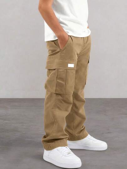 1pc Young Boy Fashionable Outdoor Sports Casual Cargo Pants, Spring/Autumn