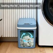 1 Stück Weiß Blau, 2 AA Batterien werden nicht mitgeliefert, Luxus Smart Automatik Heim Smart Switch Sensor Elektrischer Müllbehälter, Mülleimer mit Deckel abnehmbar für Haushalt, Wohnzimmer, Büro, Reinigungsbedarf. Kunststoff Mülleimer / Küchen Mülleimer / Büro Mülleimer / Bad Mülleimer. Weihnachts- & Halloween-Heimdekoration