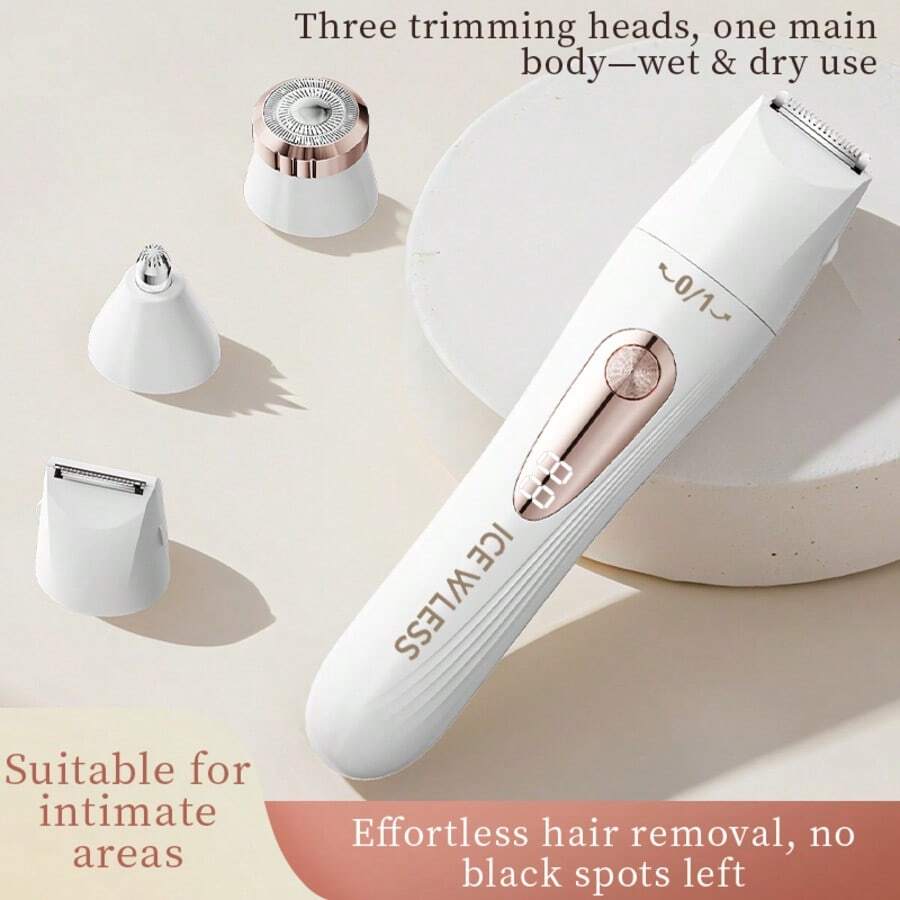 3-In-1 Women's Electric Shaver, Includes Razor And Trimmer, Gentle And Effective Underarm And Intimate Area Hair Removal, Rechargeable Battery, Suitable For Use In Car, Dates, And Vacations, Automatic Hair Removal Device For Shaving And Depilation - Multicolor - View 1