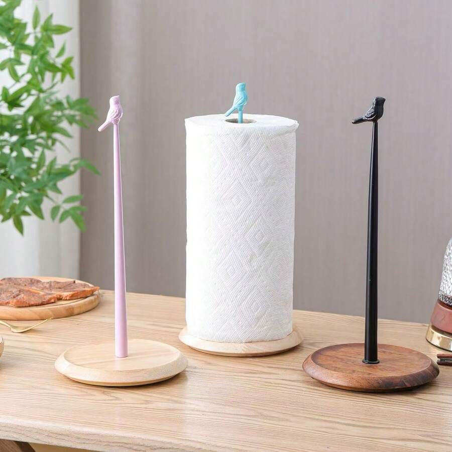 1 pieza Soporte para toallas de papel de encimera con base de madera resistente, soporte para rollo de toallas de papel de estilo rústico para la encimera de la cocina que se adapta a tamaños estándar y extra grandes de toallas de papel
