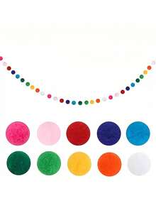 1 pièce Guirlande de boules en feutre tricotées, décoration suspendue pré-enfilée, bannière de pompons pour chambre d'enfant et chambre de fille, décoration murale pour fête de Noël et Nouvel An, toile de fond photo, cadeau pour la Saint-Valentin et anniversaire