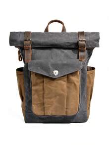 Mochila estilo vintage americano, mochila de regalo para vacaciones, bolsa de lona encerada, bolsa de lona casual para viajes, senderismo y portátil