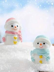 2 pièces/1 pièce Petits bonhommes de neige mignons décoratifs pour Noël, produits de décoration de table en résine, convient pour la décoration de Noël, le salon et la chambre à coucher, cadeaux de Noël, arrangement d'ambiance festive, le meilleur choix pour offrir des cadeaux