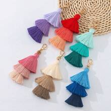 6pcs Mixed Color Three-Layer Tassel Purse Pendant Crochet Pom Poms - Multicolor - View 4