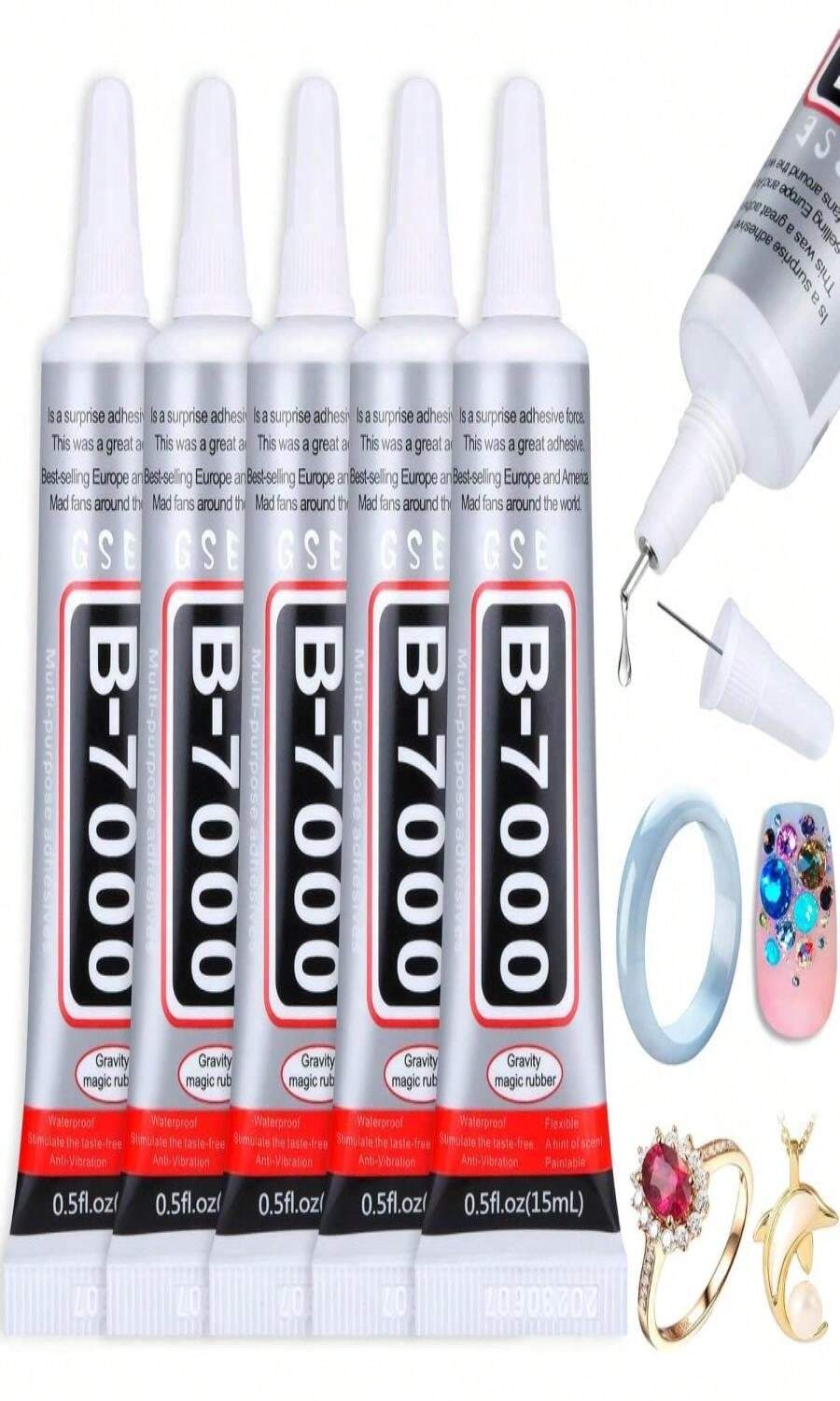 B7000 Rhinestones Glue For Crafts, 110ML Glue Of Diamond Jewelry 37floz Clear B-7000 Super Jewelry Glue Transparent Industrial Adhesive For Fabric Phone Repair Jewelery Making Crystal Gem - ColorD - 查看 1