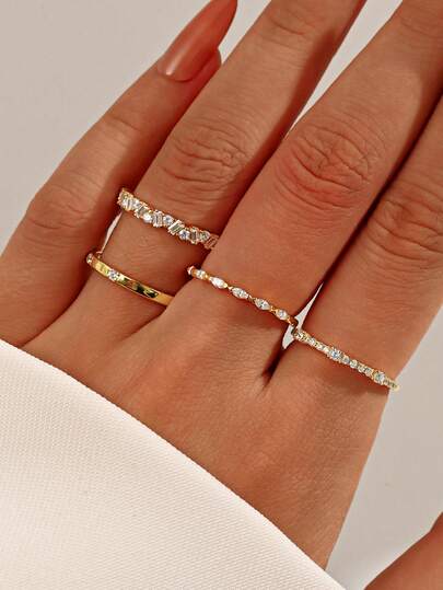 1pc S925 Sterling Silver Zirconia Inlaid Minimalist Casual Style Thin Ring, Stackable Design For Women, Suitable For Dates, Daily Commute, Casual Matching, Jewelry Gift