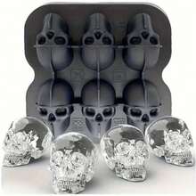 1pc Silicone Ice Cube Trays With Lids - Black - View 2