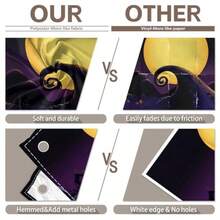 D72x43inch Polyester Nightmare Before Christmas Theme Backdrop Halloween Yellow Full Moon Night Background Boys Girls Adult Party Decorations Photo Banner10 - Màu tím - Xem 5