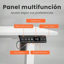 JUPPLIES Escritorio Elevable Eléctrico 120x60 Cm Mesa Regulable 707 Cm Con Panel LCD 6 Botones Y 2 Memorias Motor Silencioso 50 DB Carga 80 Kg Tablero Blanco + Estructura Blanca - 白色白色 - 查看 5