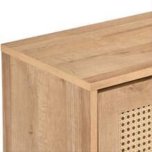 Manila Oak & PVC Rattan 2 Door Flip Down Shoe Storage Cabinet - Brown - View 3