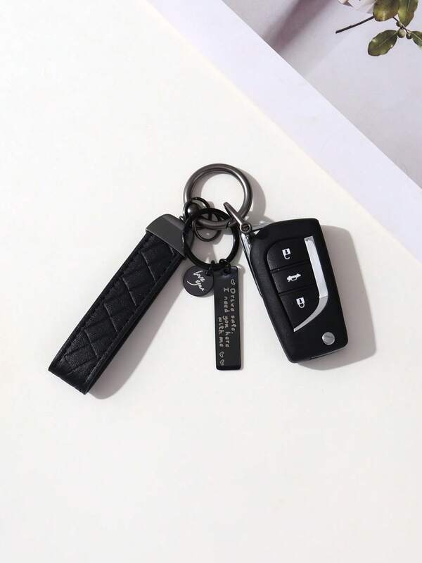 1 قطعة سلسلة مفاتيح معدنية من الفولاذ المقاوم للصدأ بتصميم "القيادة"، باللونين الأسود والأبيض، هدية للعائلة والأصدقاء