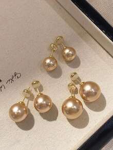 Set de 3 cercei minimalisti vintage cu perle artificiale aurii, set de cercei eleganți și versatili, potriviți pentru ținutele zilnice și de sărbători ale femeilor