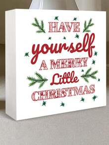 1 buc/4 buc Elemente de Crăciun și Design de Binecuvântare cu Text - Ornament de Decor Pătrat din PVC pentru Desktop, Cadouri de Crăciun, Cadouri Excelente pentru Femei, Decorare, Potrivit pentru Acasă, Raft de Cărți, Desktop, Decorare de Birou