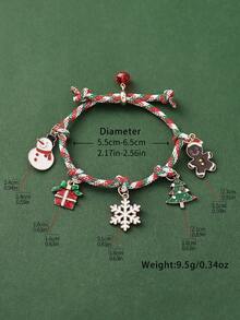 1pc Christmas Festive Cute Painting Christmas Tree Snowflake Gift Box Snowman Gingerbread Man Pendant Adjustable Colorful Rope Bracelet Suitable For Women Holiday Party Gathering Atmosphere Matching Wear Gift For Family And Friends New Year - Multicolor - View 3