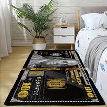 1 pieza Alfombra decorativa de piso con estampado de dólar divertido, alfombra de baño absorbente antideslizante y lavable, negra, suave y cómoda, alfombra de bienvenida rectangular, accesorios de baño, decoración del hogar, decoración de la habitación, decoración navideña