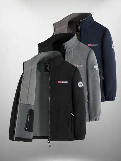 Jachetă din fleece pentru bărbați, toamnă/iarnă, căptușeală dublă din sherpa, jachetă călduroasă, stil business casual, stil pentru cupluri