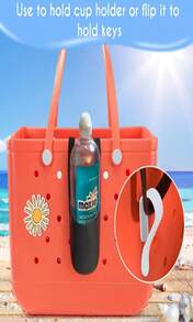 AIERSA Inserts Hooks Accessories For Bogg Bags, Charms Key Holder Carabiner, Pouch Earphone Tassel Keychain Cup Holder Attachment Compatible With Simply Southern Rubber Beach Totes - ColorB - 查看 8
