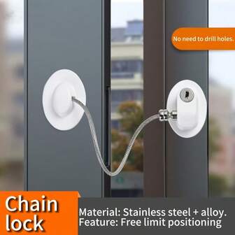 No Drill Safety Lock, Universal Type, Window Latch Limiter, Refrigerator & Cabinet Lock