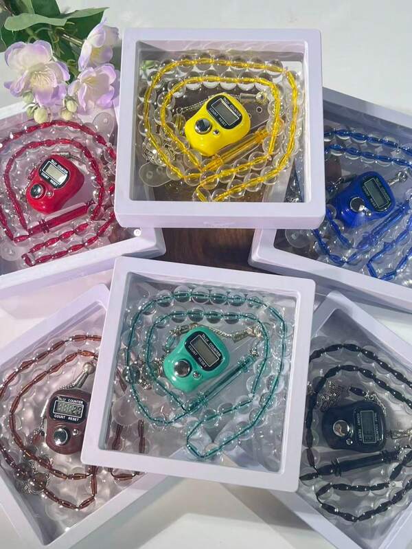 Set de 3 piezas Contador + Cadena con cuentas, Opciones de multicolor, Contador conveniente y de moda para uso diario y accesorio