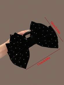 1pc Women's Double Layer Butterfly Hair Claw With Rhinestones, Solid Color, Elegant & Sweet, Suitable For Campus Wear, Party, Ball, And Daily Outfits Bow Valentine's Day Fall Winter Hair Clip Claw Clip Hair Accessories For Women For Vacation Outfits Woman Fashion Hair Clutch