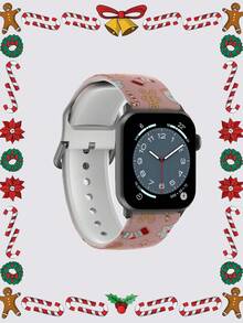 1pc Christmas Gingerbread Man Pattern TPU Watch Band Compatible With 38/40/41/42/44/45/49mm Ultra/SE/9/10/8/7/6/5/4/3/2/1