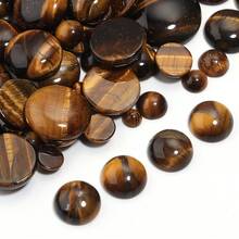 5-10 Peças/Pacote Cabochões de Pedra Preciosa Olho de Tigre Natural, Opções de Tamanhos Variados, Pedras Decorativas de Jóias Feitas à Mão Vintage Amarelas, Adequadas para Colar, Anel, Pulseira, Fabricação de Jóias - Pedra Olho de Tigre Amarelo - Visão 5