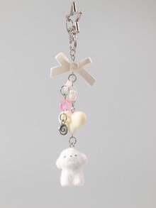 1 Stück Unisex Neuer süßer Hunde-Anhänger mit Schleife & Herz, personalisierter 3D Welpen Schlüsselanhänger Anhänger Weihnachtsgeschenk