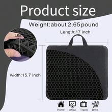 Gel Seat Cushion For Long Sitting Double Thick Gel Seat Cushion Breathable Honeycomb Chair Cushion With NonSlip Cover For Office Chair Car Wheelchair Long Trips Relief Sciatica Pain - Black - View 2