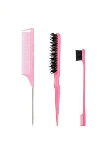 3pcs/Set Kids Hair Styling Tools, Include Hair Comb, Eyebrow Brush, Color Streak Brush