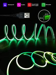 Luces de neón LED RGB con control remoto, tira de luz multicolor cambiante para decoración de dormitorio, iluminación de señal de neón flexible alimentada por USB - Multicolor - Ver 5