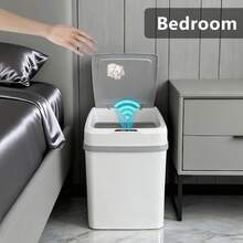 1 Stück Weiß Blau, 2 AA Batterien werden nicht mitgeliefert, Luxus Smart Automatik Heim Smart Switch Sensor Elektrischer Müllbehälter, Mülleimer mit Deckel abnehmbar für Haushalt, Wohnzimmer, Büro, Reinigungsbedarf. Kunststoff Mülleimer / Küchen Mülleimer / Büro Mülleimer / Bad Mülleimer. Weihnachts- & Halloween-Heimdekoration